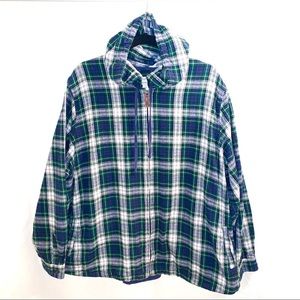 L.L. Bean Scotch Plaid Relaxed Zip Flannel Shirt